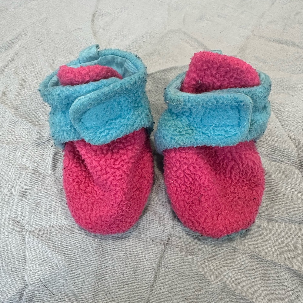 Pink and Blue Fleece Baby Booties